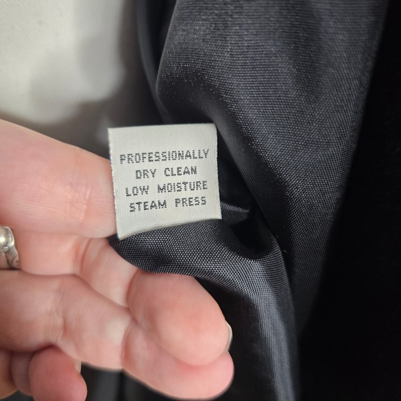 Kasper Womens Black Double Breasted Wool Blend Coat Faux Fur Collar Made USA - Picture 8 of 8